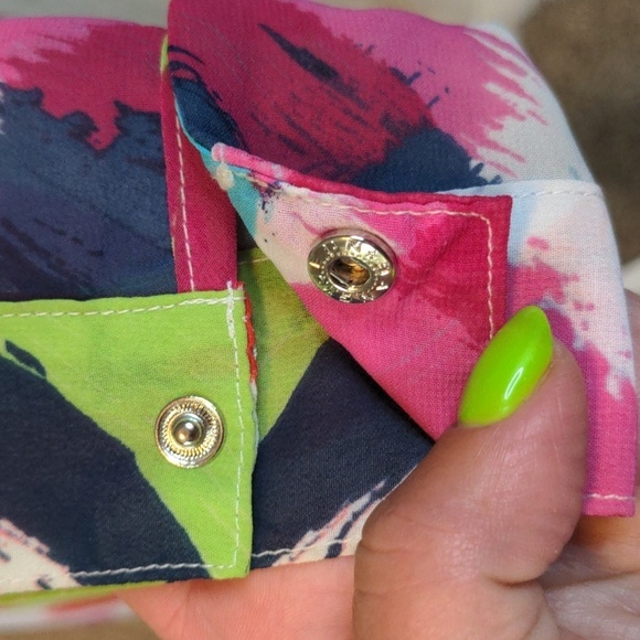 LIZ CLAIBORNE CAREER Classic Watercolor Sheer Blouse LP - Picture 8 of 16